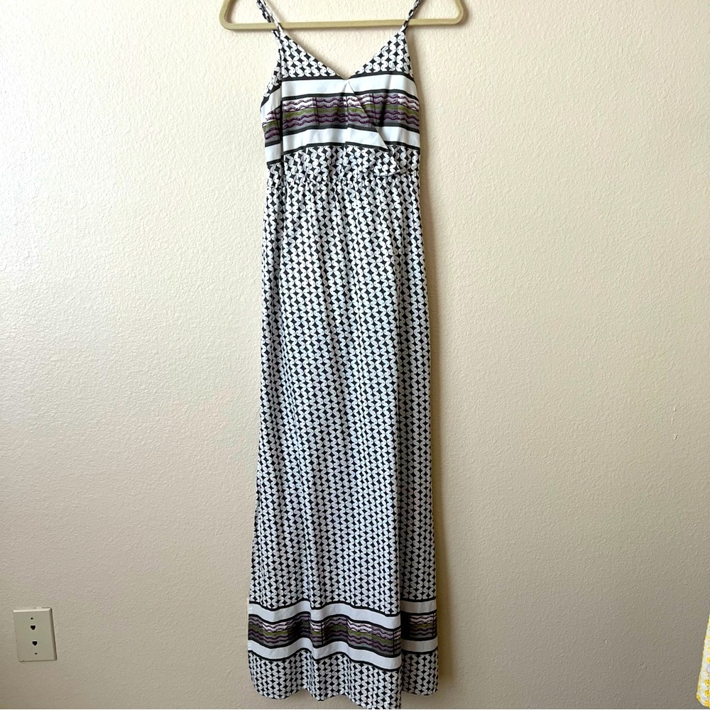 ELEMENT EDEN WOMEN'S  GEOMETRIC MAXI SPLIT SIDES  SPAGHETTI SUNDRESS SZ SM